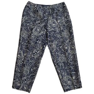 Emma James Silk‎ Capri Pants Women's Size 16 Black Paisley Gold